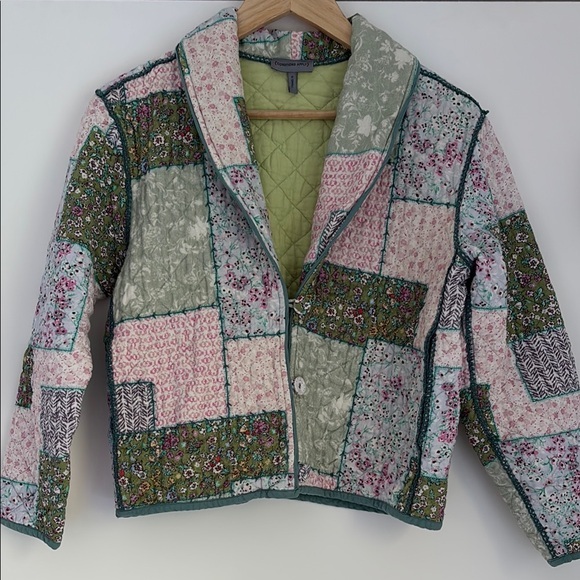 :Price Firm: Anthropologie Conditions Apply Printed Quilted Jacket in Green - Picture 5 of 13